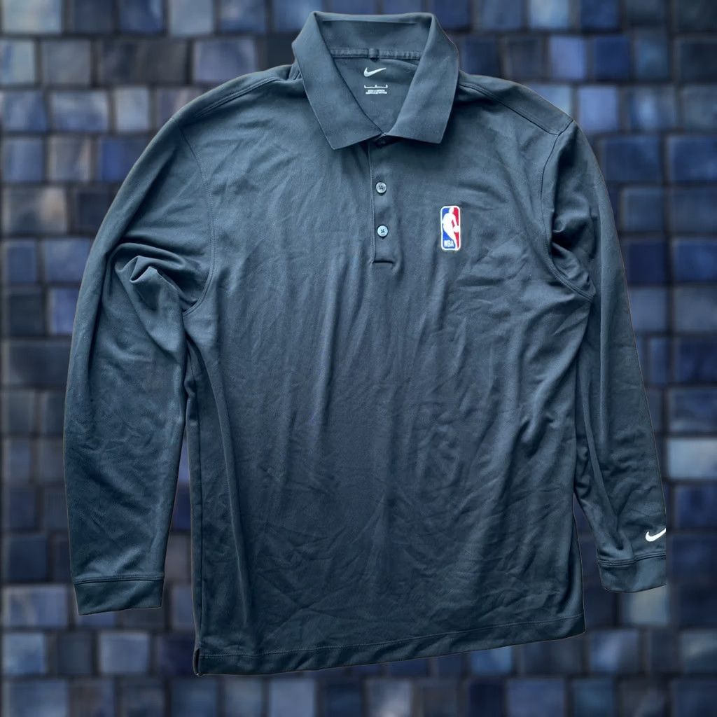 Nike Nike Mens Large Black NBA Replay Center Long Sleeve Pullover Henley Shirt Polo Size US L / EU 52-54 / 3 - 1 Thumbnail