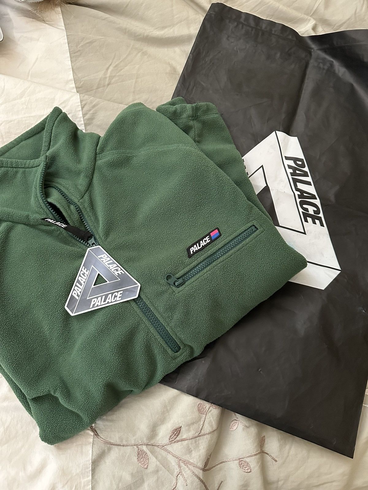 Image of Palace Half Zip Fleece in Green, Men's (Size XL)