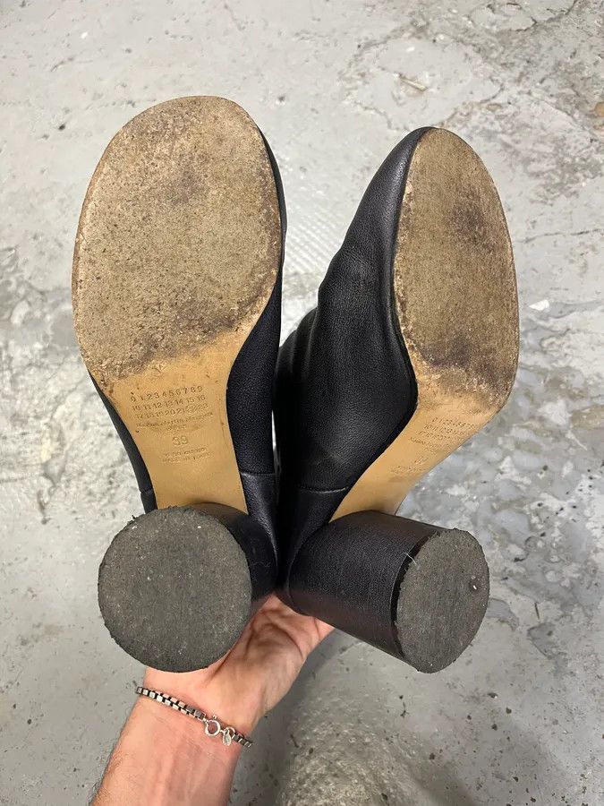 Maison Margiela Maison Margiela Metallic Navy Leather Heels Boots Size US 8 / IT 38 - 6 Thumbnail