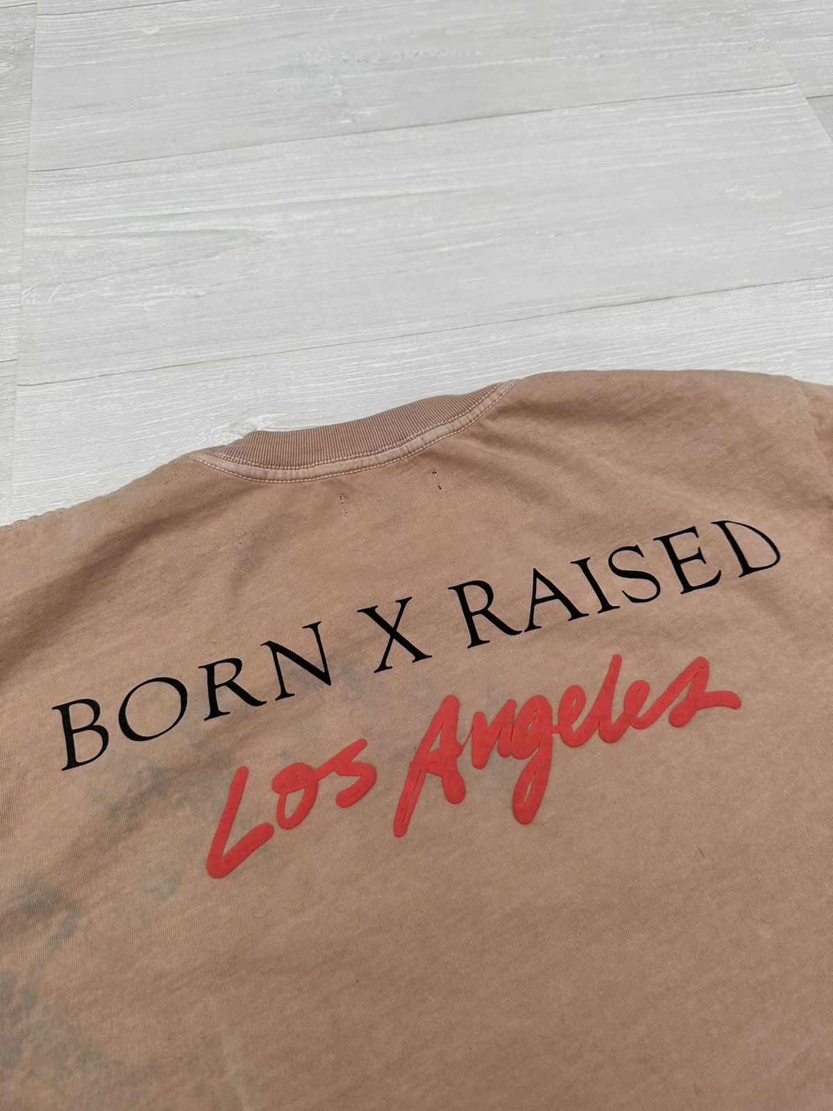 Born X Raised Born X Raised Lava Pink Los Angeles Cursive Logo Tee ...