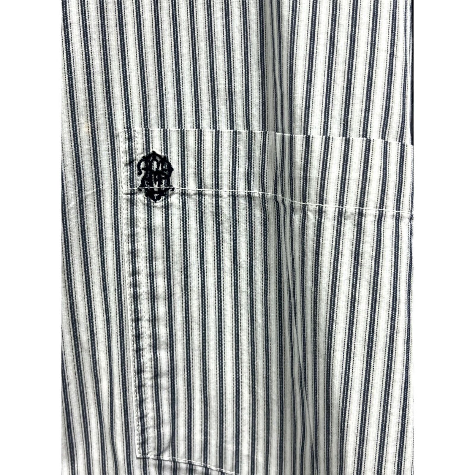 Southpole VINTAGE Southpole Button-Up Shirt 4XL White Black Striped Long Sleeve 100% Cotton Size US XXL / EU 58 / 5 - 5 Thumbnail