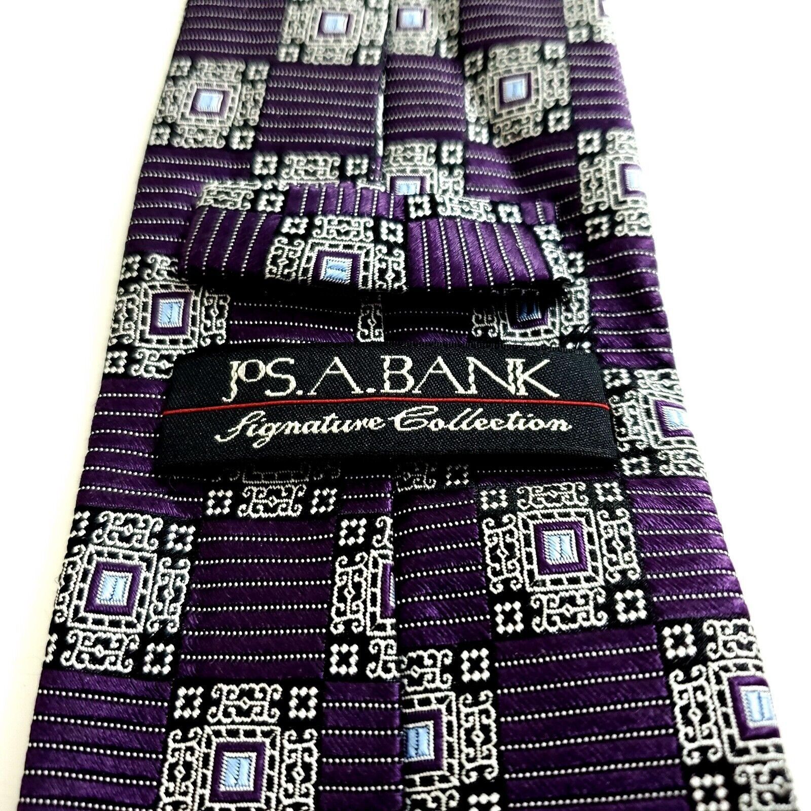 Jos. A. Bank Jos A Bank Signature Purple Gray Geometric Woven Silk Tie Size ONE SIZE - 3 Thumbnail
