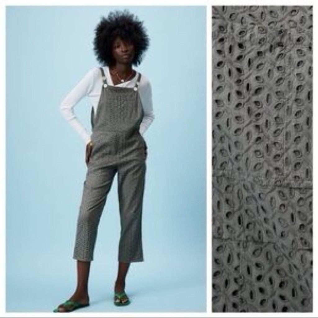 Zara Zara Grey Cotton Broderie Eyelet Jumpsuit Size S Size 28" / US 6 / IT 42 - 1 Thumbnail