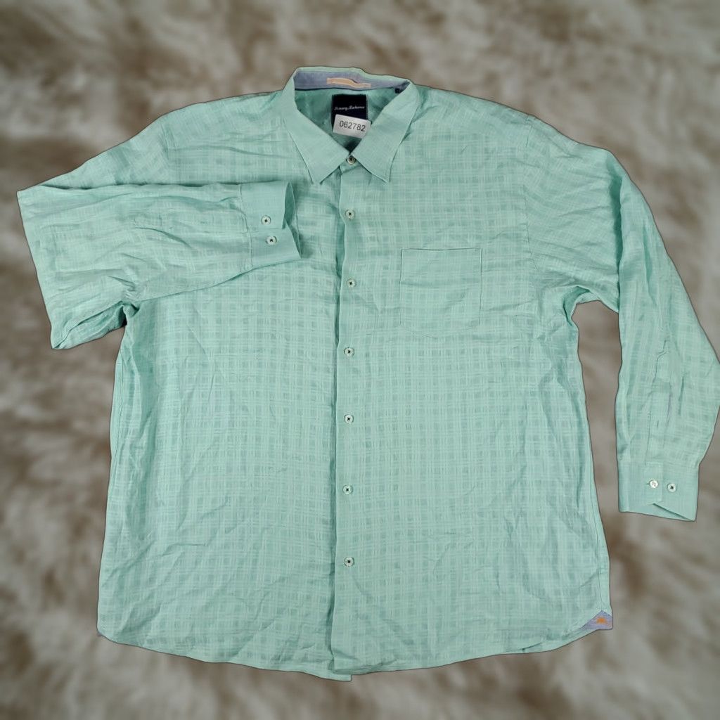 Tommy Bahama Tommy Bahama Plaid Button-Up Shirt Men’s XL Blue Linen Cotton Long Sleeve Tropical Size US XL / EU 56 / 4 - 1 Thumbnail