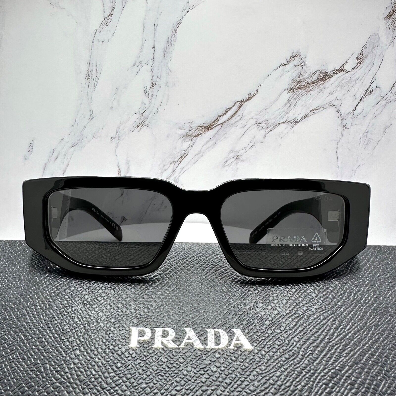 Prada NEW PRADA Sunglasses Black Square Rectangle Plaque Logo Size ONE SIZE - 22 Thumbnail