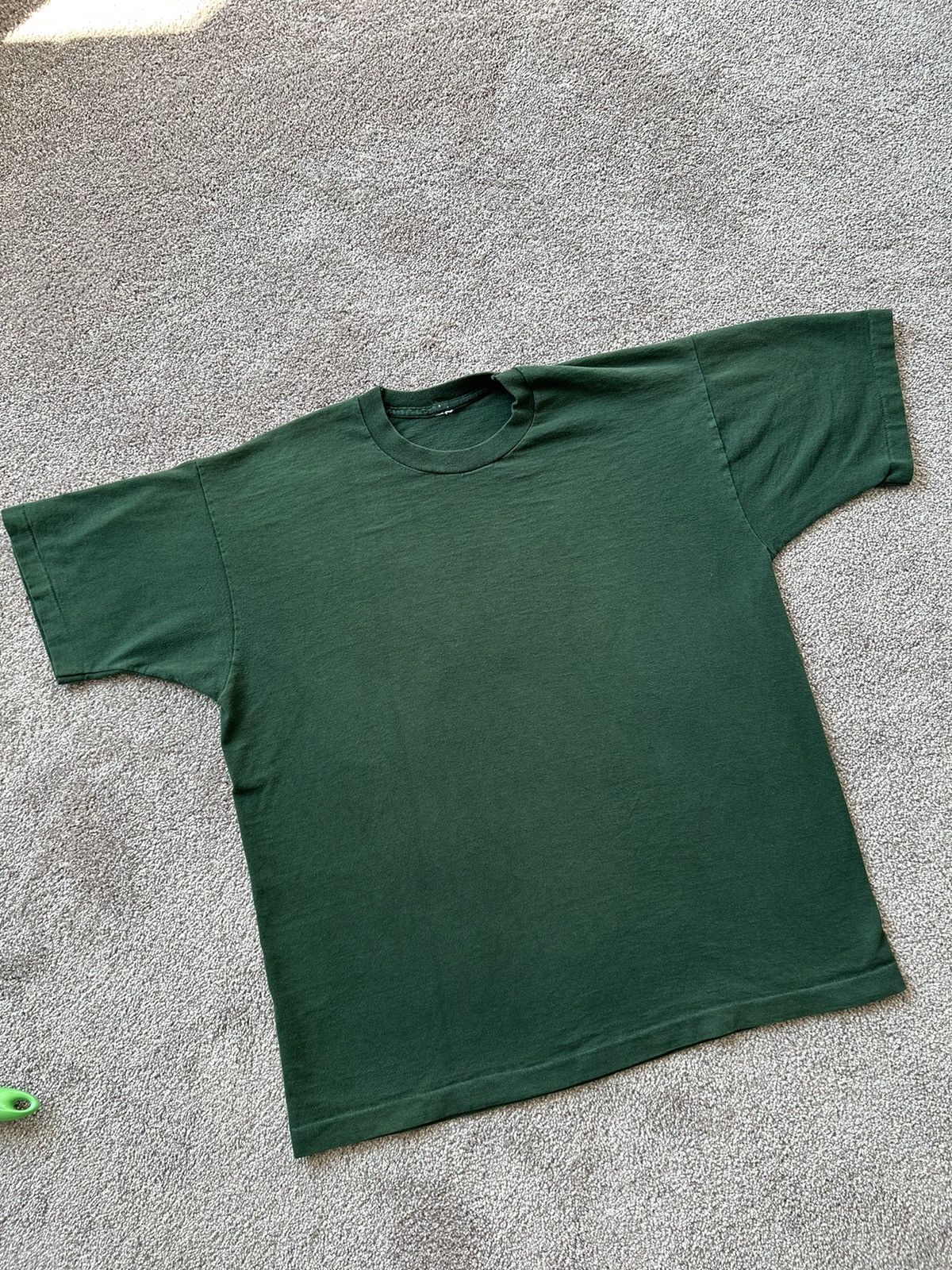 Fruit Of The Loom × Vintage Green 90's Single Stitch Blank Tee Size US L / EU 52-54 / 3 - 2 Thumbnail