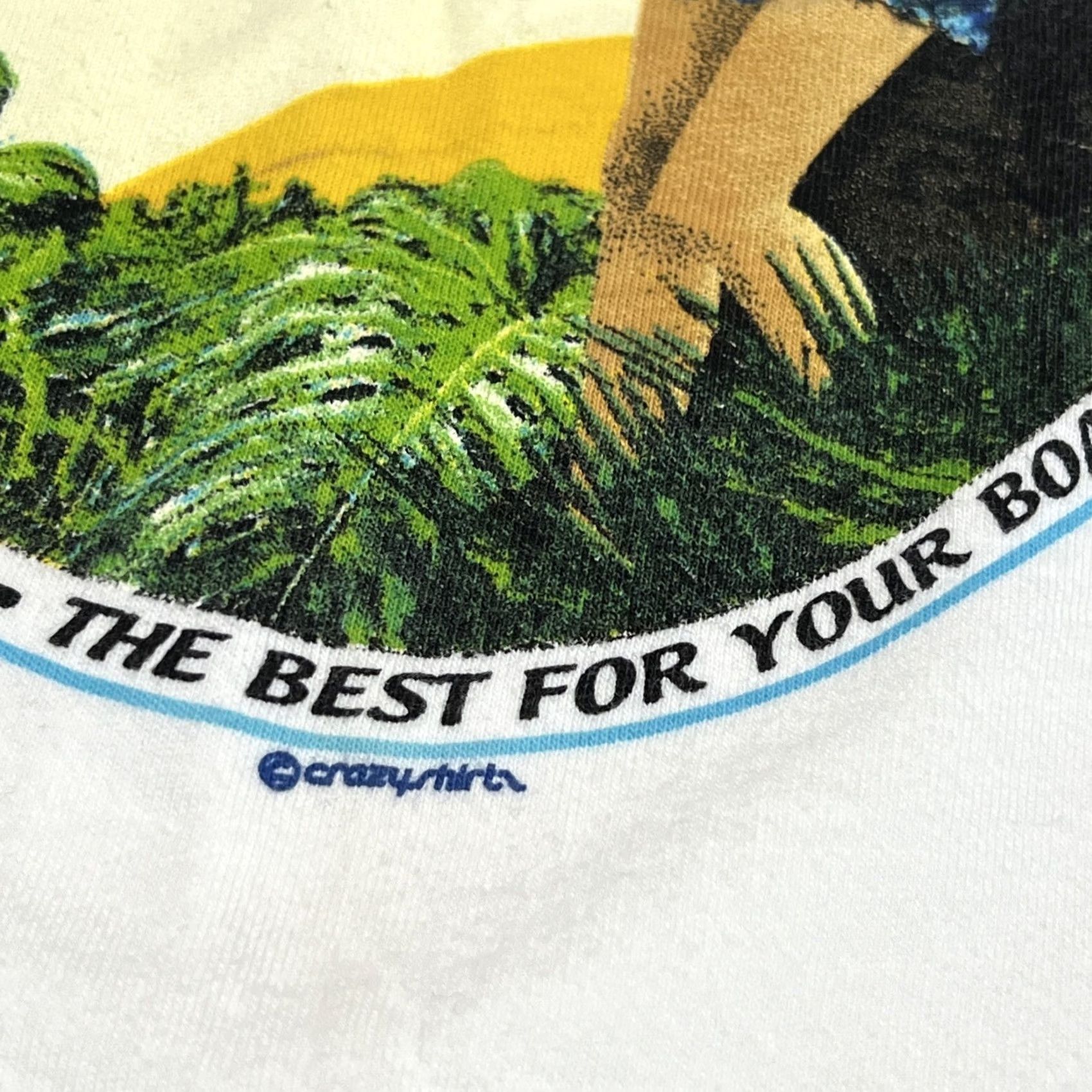 Vintage VINTAGE Crazy Shirts 2XL White Graphic Tee Hawaii North Shore Coconut Surf Wax Just Rub It On Short Sleeve Men Size US XXL / EU 58 / 5 - 5 Thumbnail
