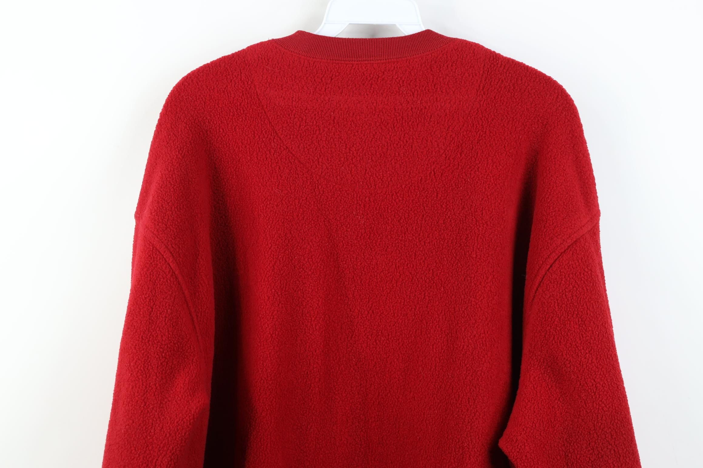 Vintage Vintage 90s Streetwear Blank Fleece Crewneck Sweater Red Size US XXL / EU 58 / 5 - 8 Thumbnail