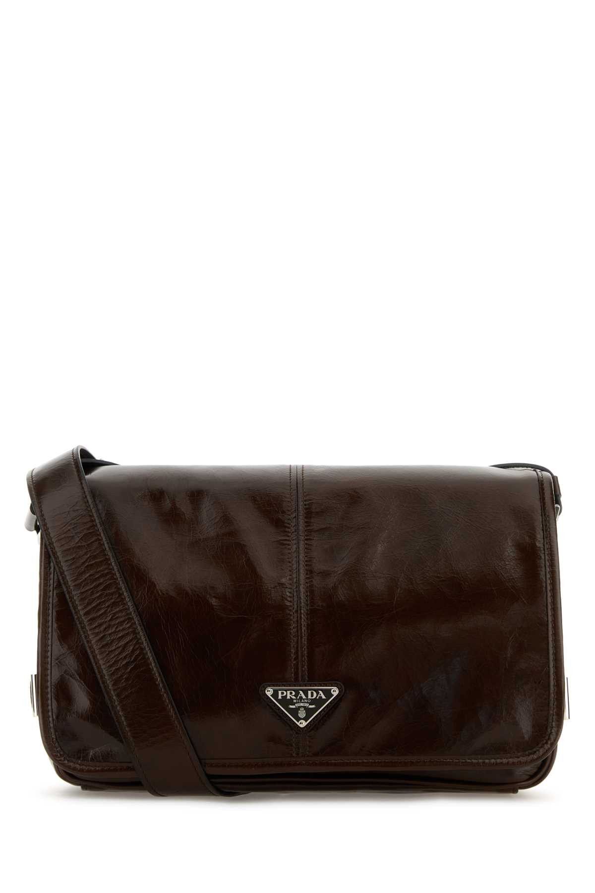 Prada Chocolate Leather Crossbody Bag, Men's