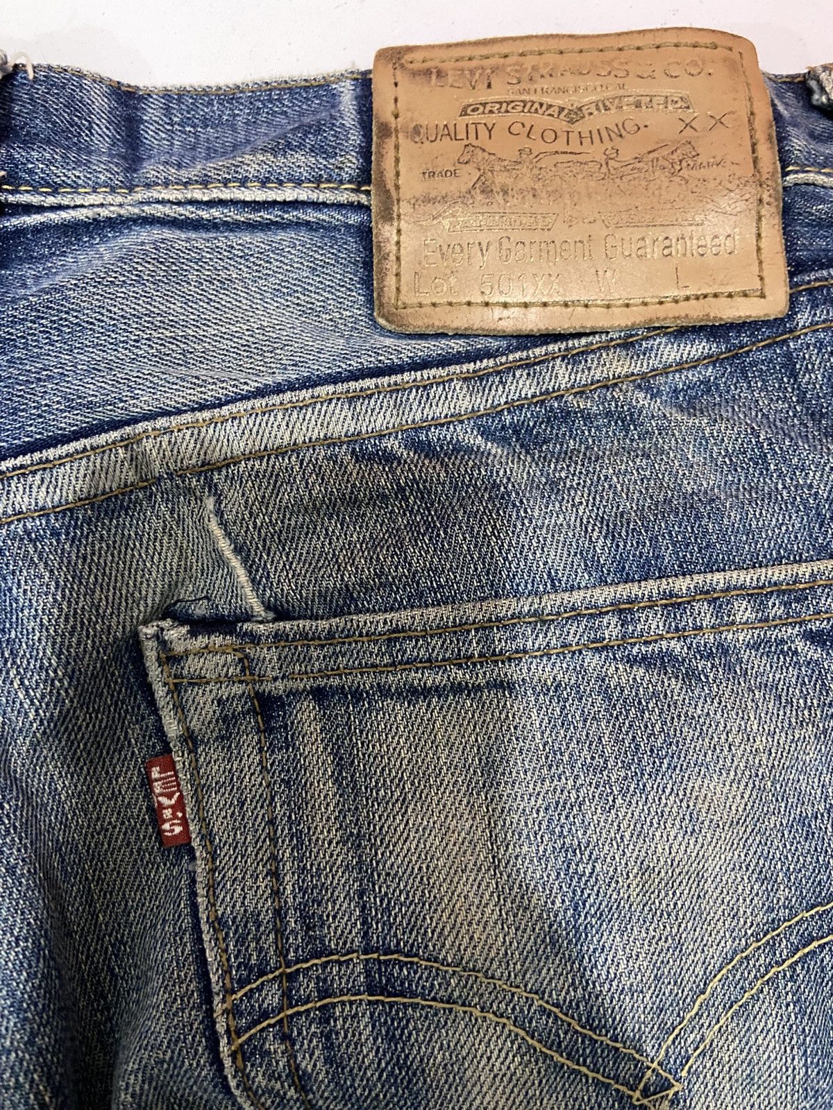 Levi's Thrashed Burried Vintage Levi’s 501XX 90s Big E Selvedge Size US 31 - 7 Thumbnail