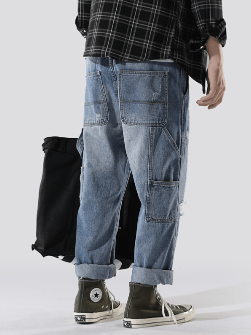 Japanese Brand × Jean Men's collage straight popular mid-rise casual cargo jeans Size US 32 / EU 48 - 4 Thumbnail
