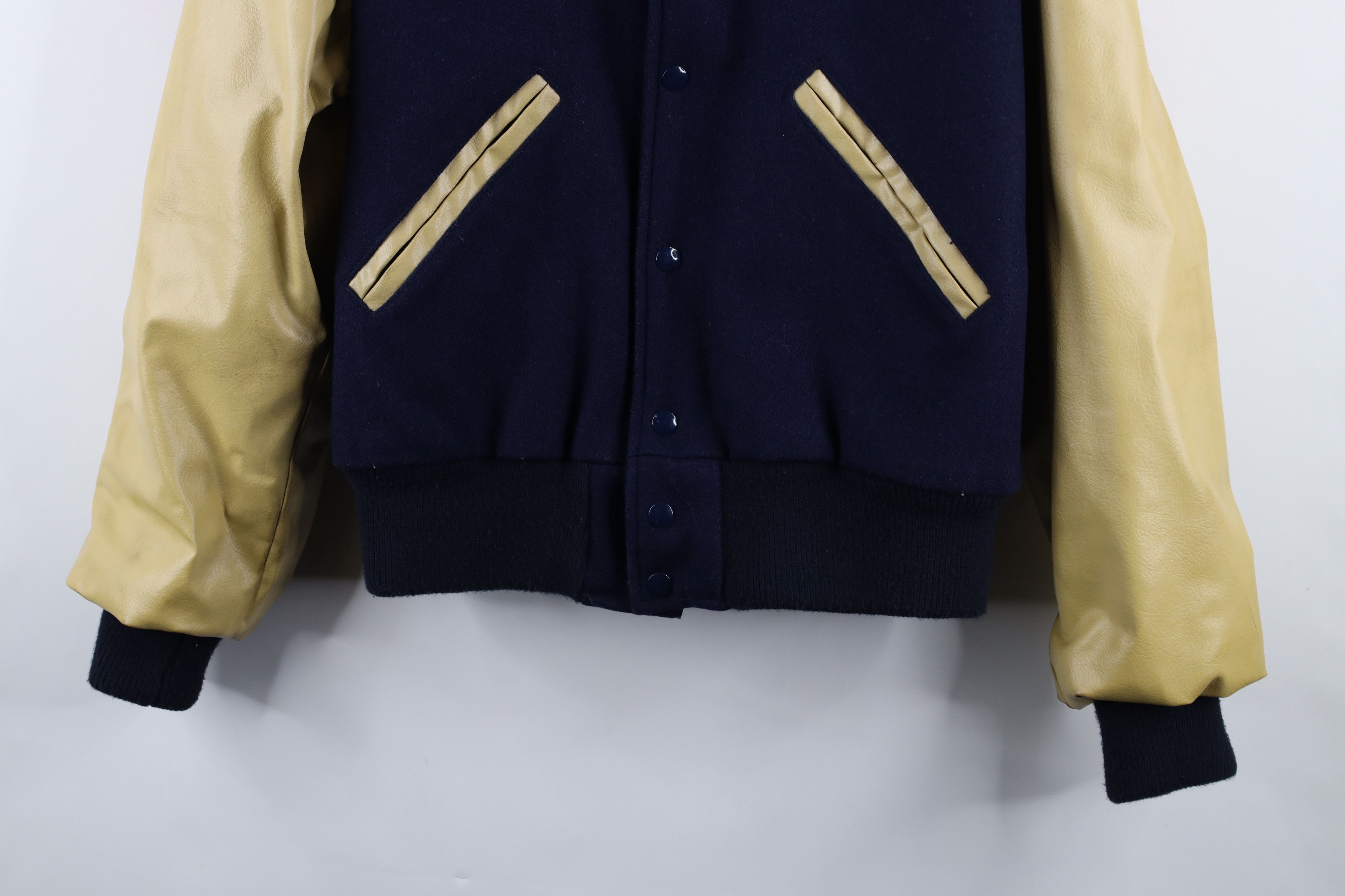 Vintage Vintage 70s Streetwear Leather Varsity Letterman Jacket USA Size US L / EU 52-54 / 3 - 3 Thumbnail