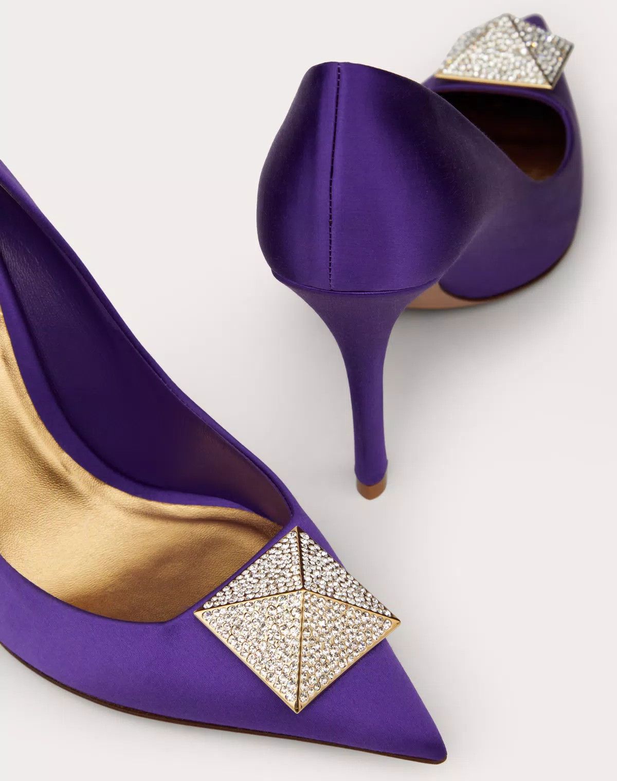 Valentino o1s1wg110426 One Stud Satin 100mm Pumps Stud Crystals Size US 10.5 / IT 40.5 - 4 Thumbnail