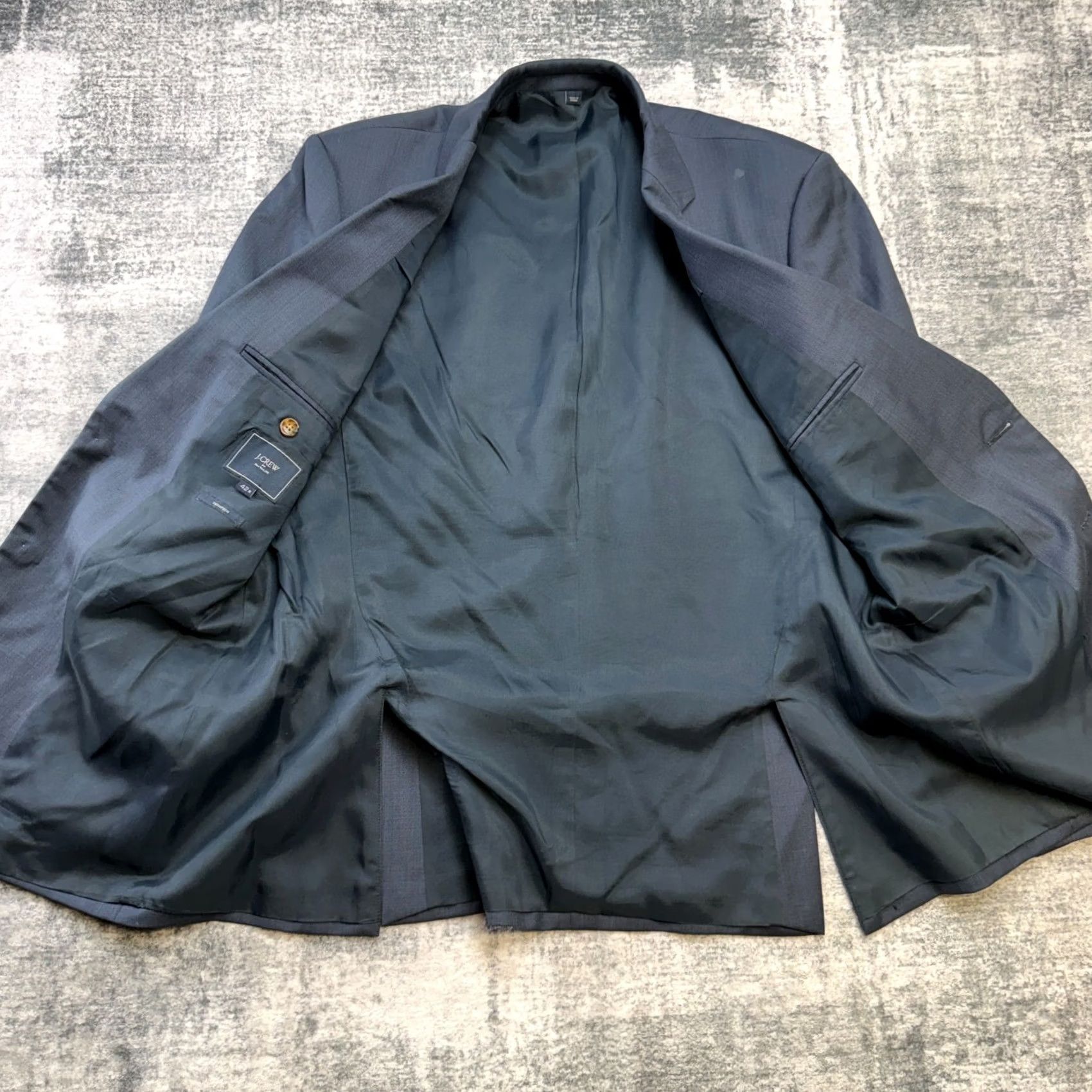 J.Crew J.CREW Blazer Mens 42R Blue Wool Lined Notch Lapel Two-Button Single-Breasted Jacket Blazer Formal Shirt Suit Coat Jacket Sports Coat Size 42R - 4 Thumbnail
