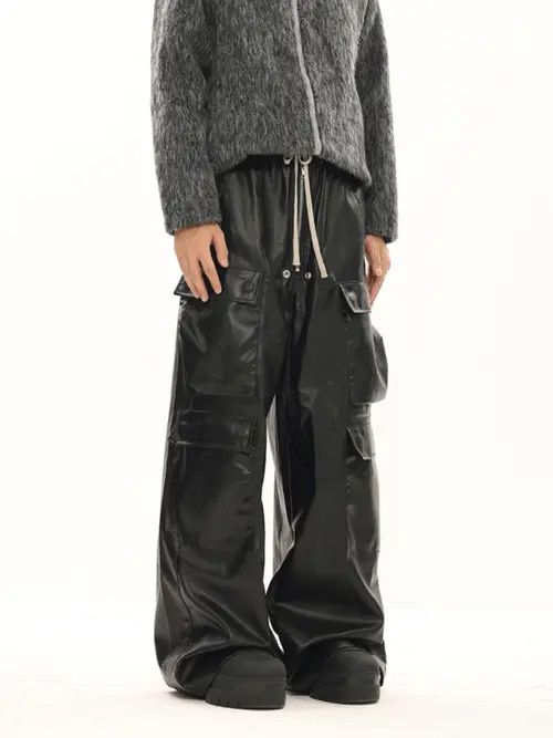 VIBE Baggy Leather Jeans Size US 31 - 8 Thumbnail