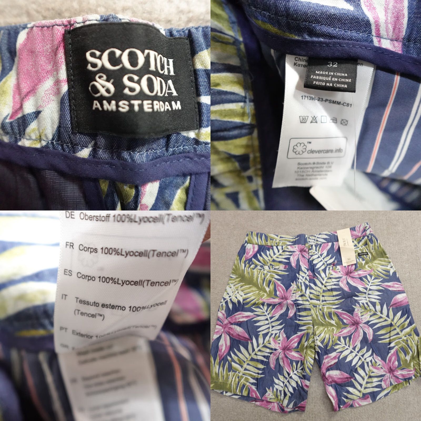 Scotch & Soda Scotch & Soda Shorts 32 Blue Floral All Over Twilt Loose Fit Pleated NEW Size US 32 / EU 48 - 9 Thumbnail
