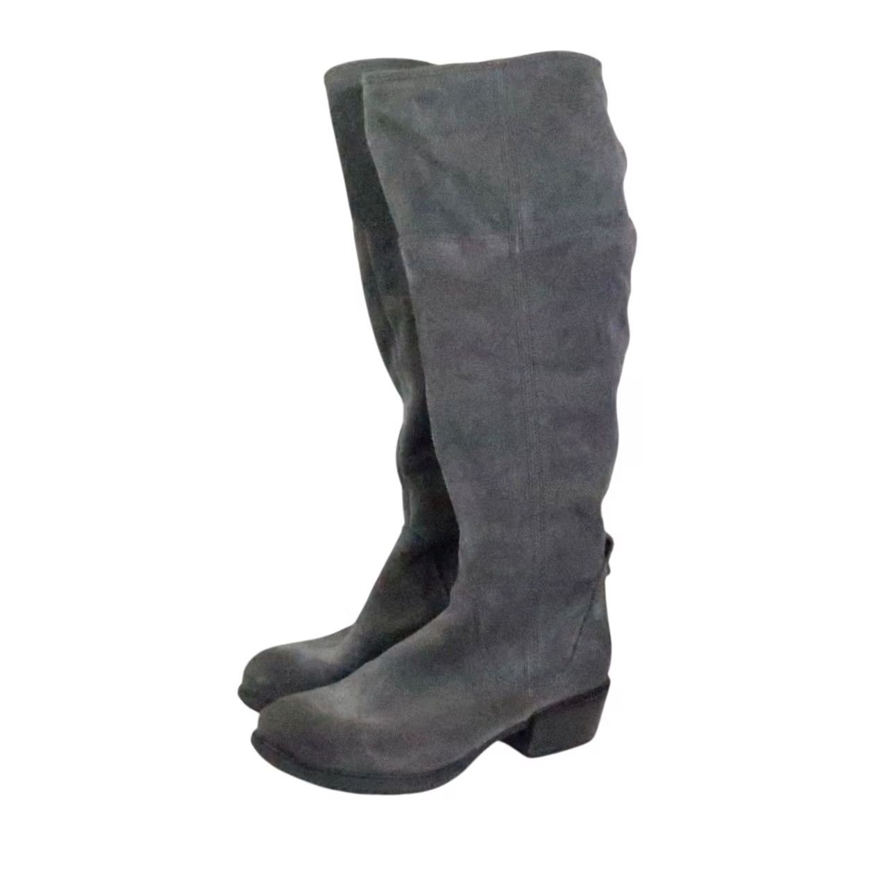 Timberland Timberland Grey Suede Leather Tall Knee High Boots Womens 8 Riding Boot Zip 18" Height 1.5" Heel Casual Fall Winter Spring Women Size US 8 / IT 38 - 4 Thumbnail