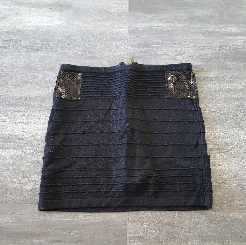 Forever 21 Black Sequined Line Detailed Mini Size 28" / US 6 / IT 42 - 1 Thumbnail