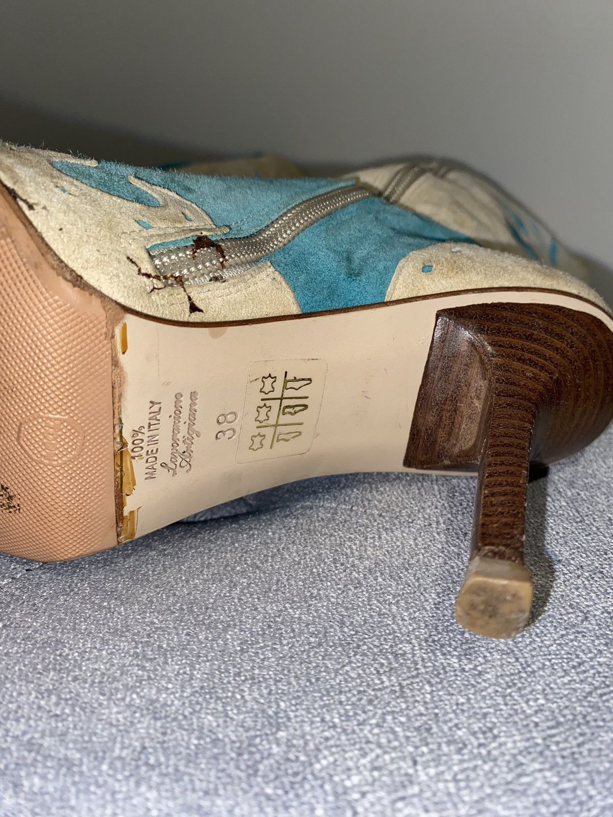 Other Lavorazione Artigianale: Teal and Beige Western Boots! Size US 8 / IT 38 - 5 Thumbnail