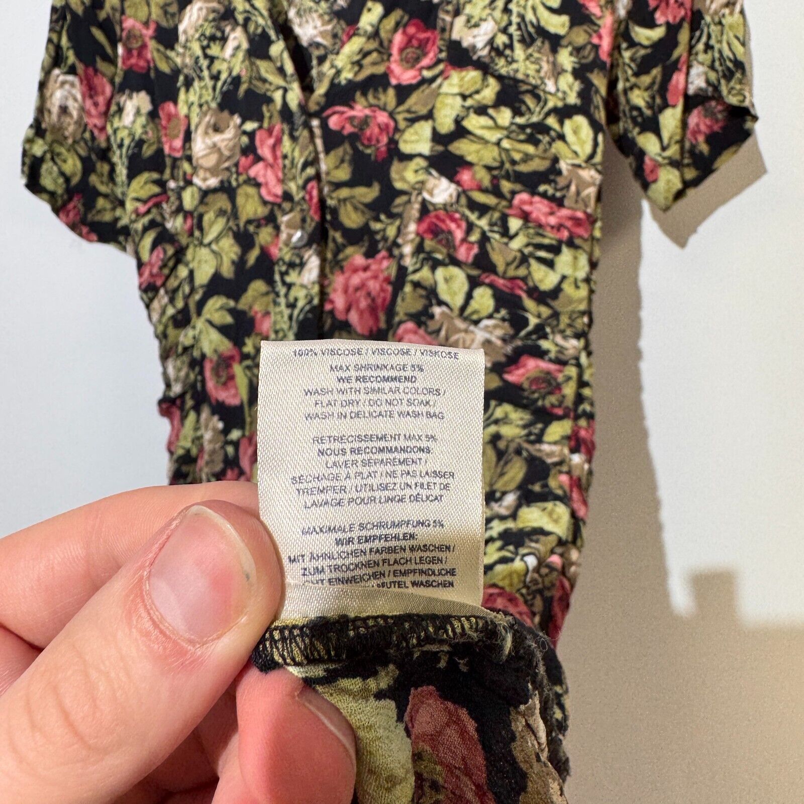 Ganni × Vintage Ganni Green Black Viscose Dress Size S Floral Pattern 90s Size S / US 4 / IT 40 - 14 Thumbnail
