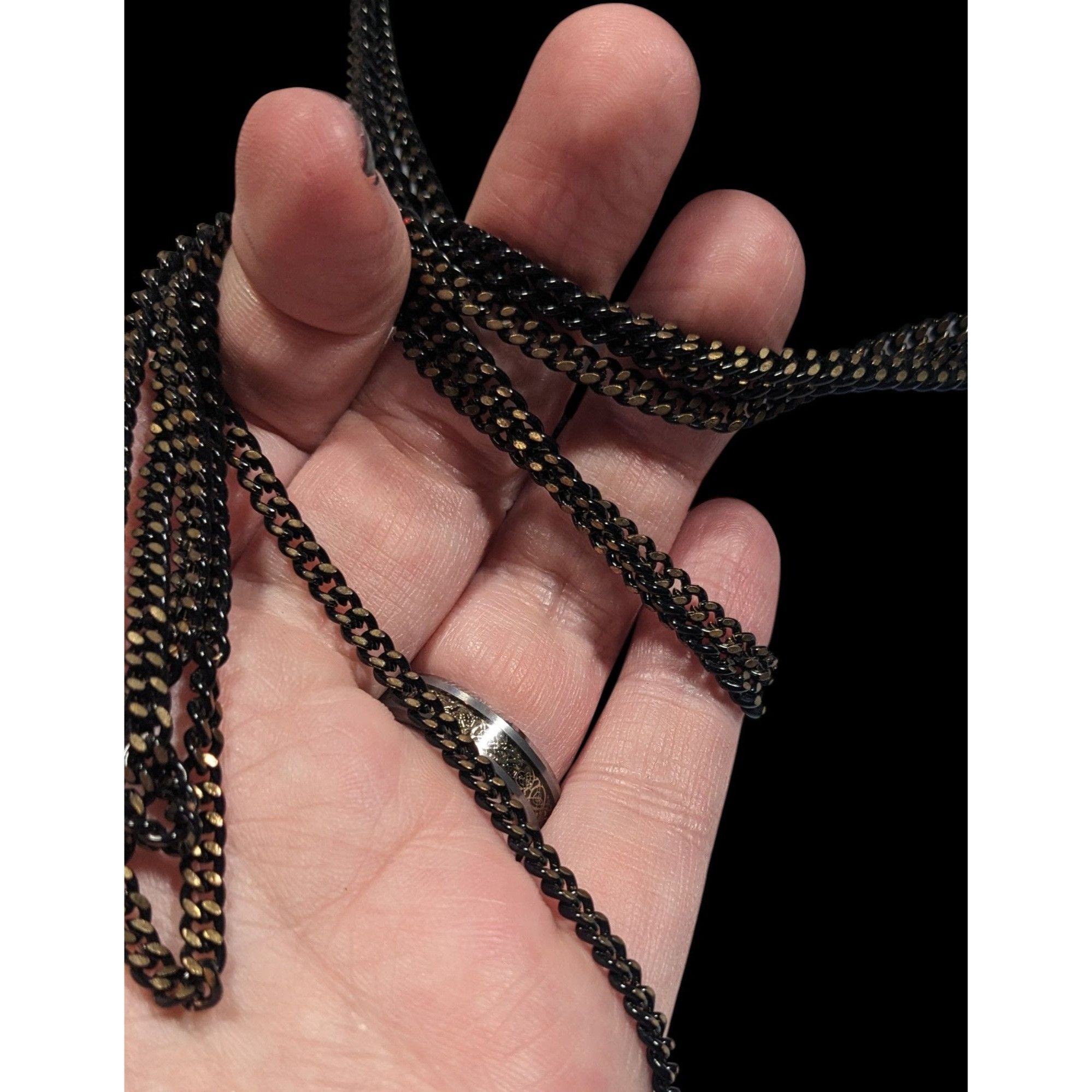 Other Dark Elegant Black And Gold Tone Multilayer Chain Necklace Size ONE SIZE - 6 Thumbnail