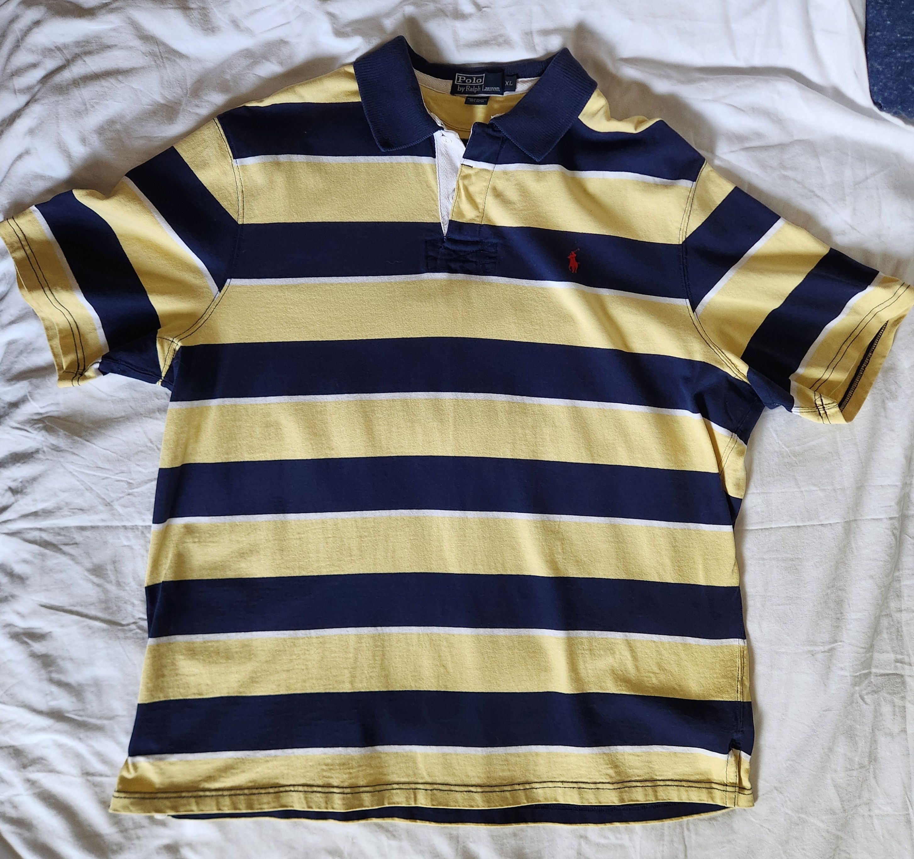 Polo Ralph Lauren Polo Ralph Lauren Navy Yellow Rugby Polo Shirt XL Size US XL / EU 56 / 4 - 2 Thumbnail