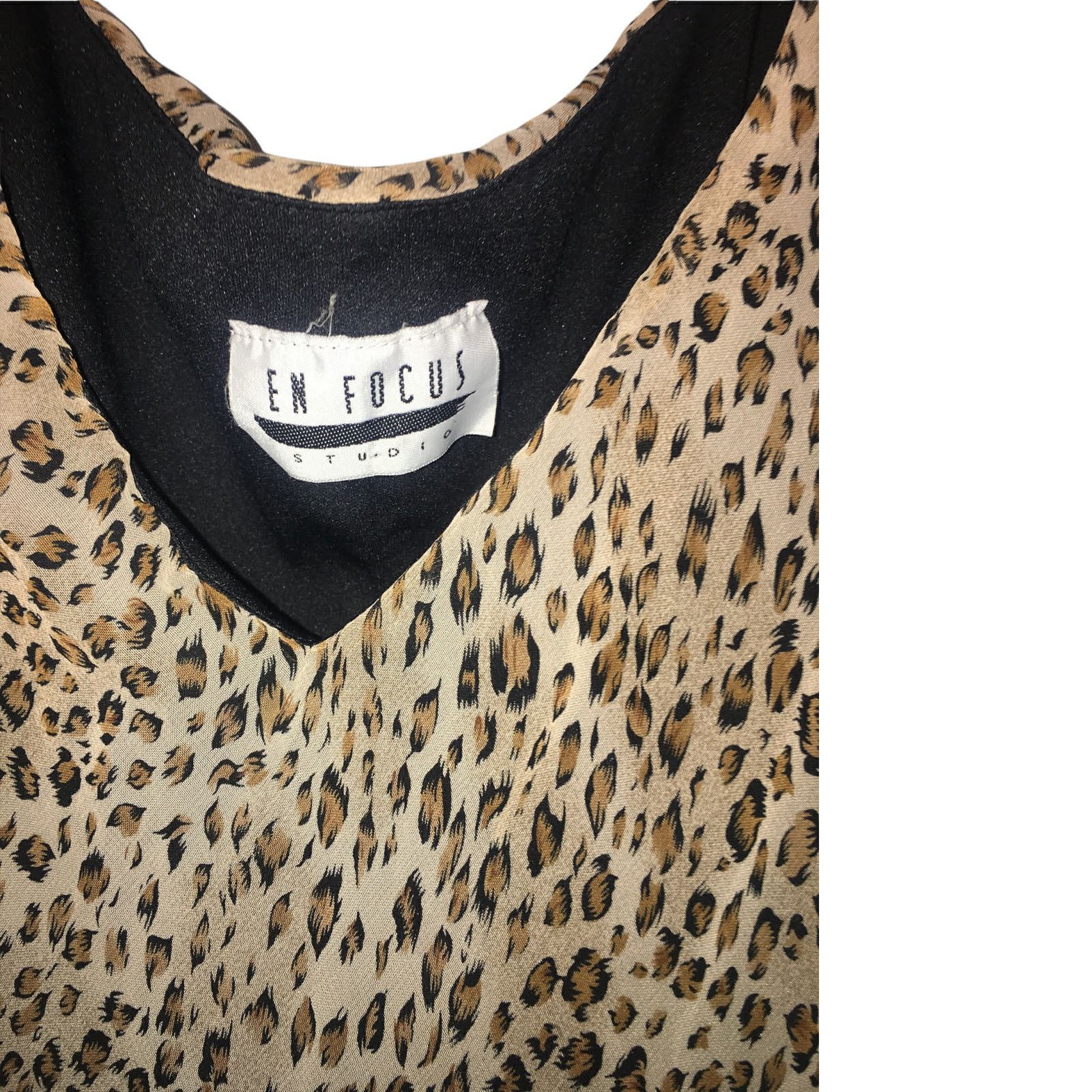 Other VINTAGE Enfocus Studio Leopard Dress Sleeveless Ruffle Small Size S / US 4 / IT 40 - 3 Thumbnail