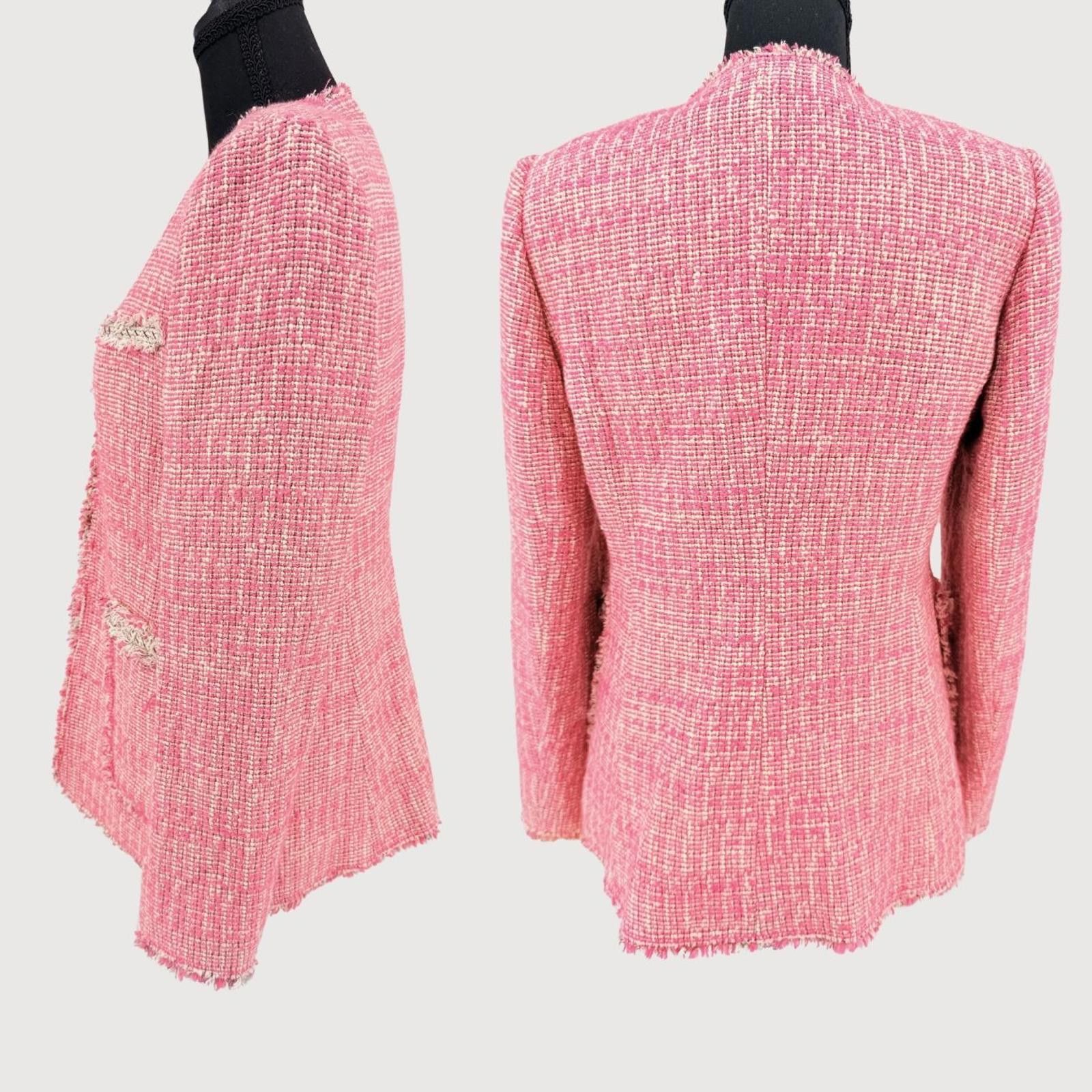 Other Rebecca Taylor Pink Bouclé Tweed Jacket Frayed Trim Blazer 4 Size S / US 4 / IT 40 - 3 Thumbnail