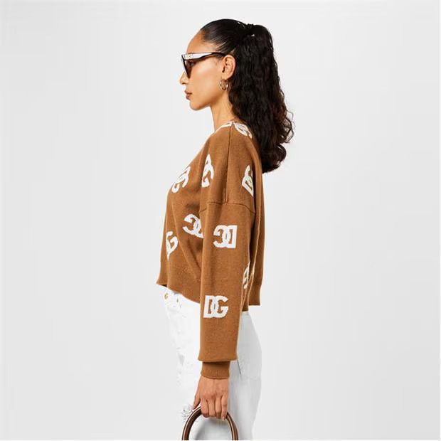 Dolce & Gabbana o1g2r1mq1024 Logo Knit Sweater in Brown & White Size S / US 4 / IT 40 - 7 Thumbnail