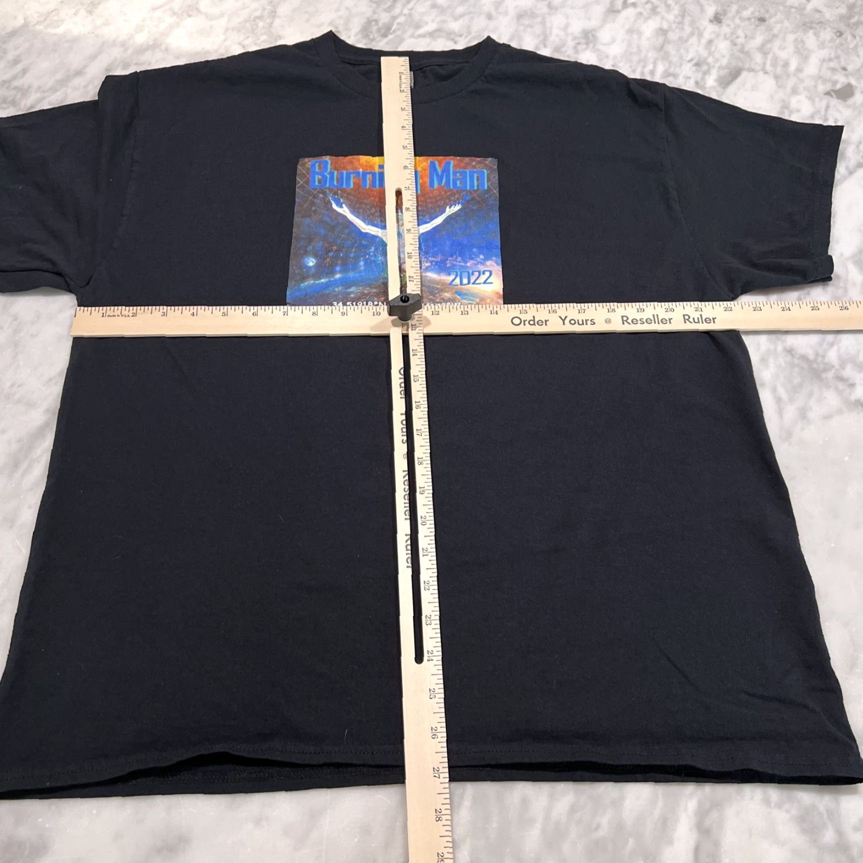 Gildan 2022 Burning Man XL Graphic Black T Shirt Gildan Tag Men Short Sleeve Crew Neck Cotton Graphic Print Shirt Regular Pattern Music Vintage: No Men Size US XL / EU 56 / 4 - 8 Thumbnail