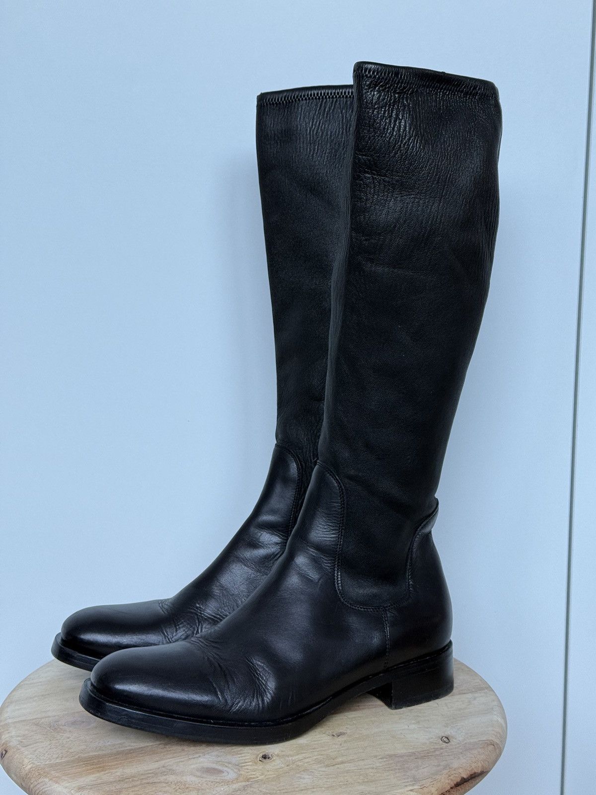 Prada Prada Black Leather Riding Boots Size US 6.5 / IT 36.5 - 1 Thumbnail
