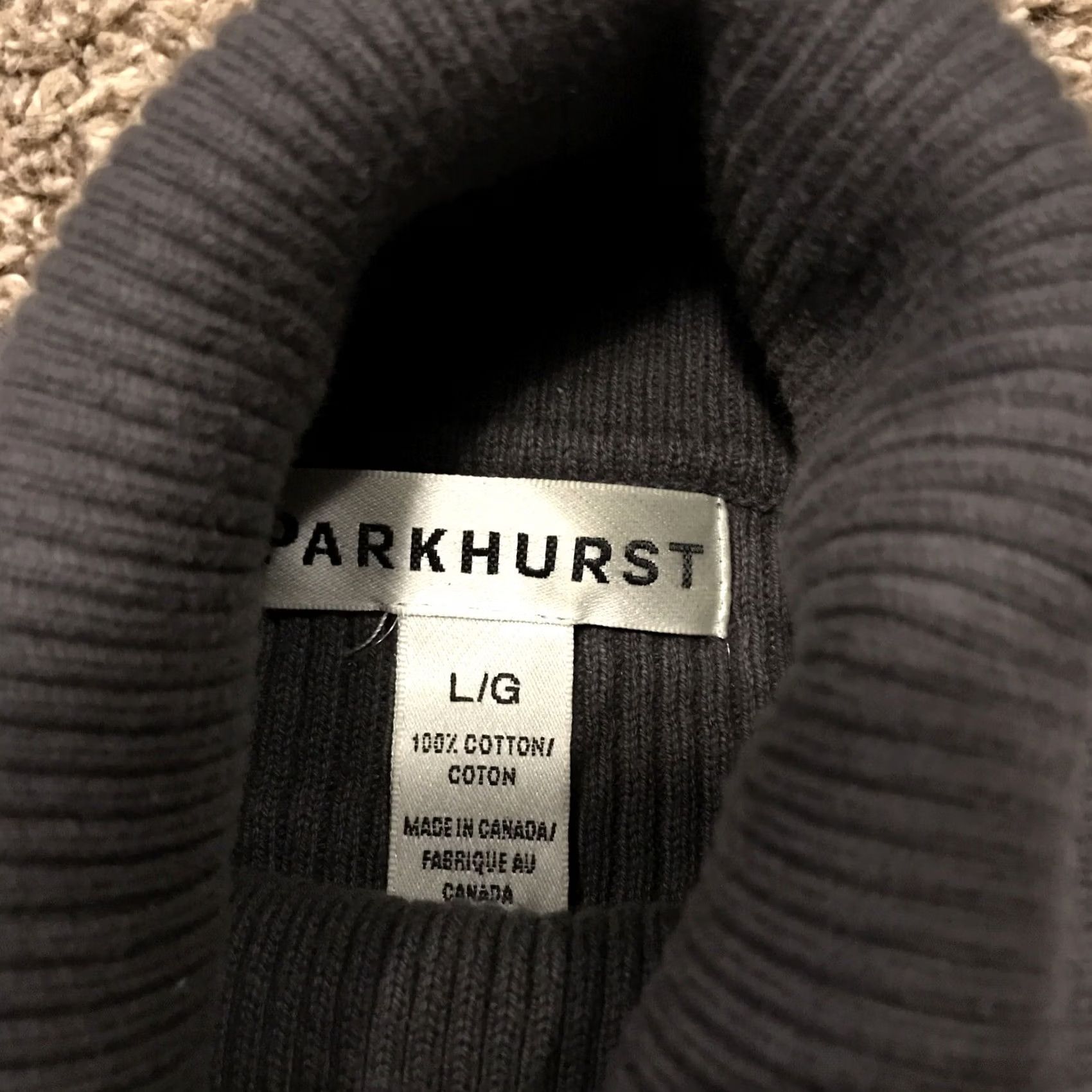 Vintage VINTAGE Parkhurst Women Sweater L Turtleneck Gray Ribbed Cotton A40 Pullover Knit Lightweight Slim? (keep minimal) Size L / US 10 / IT 46 - 2 Thumbnail