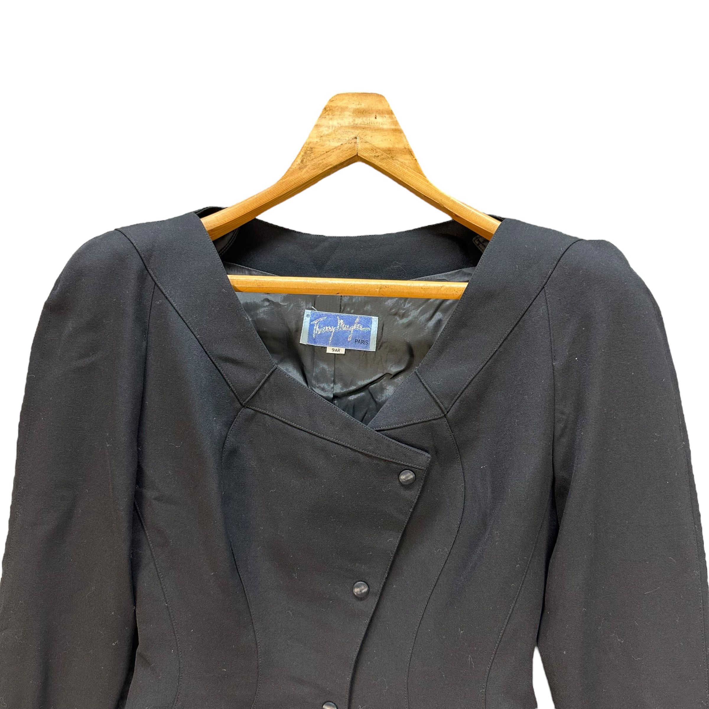 Thierry Mugler 80's THIERRY MUGLER Asymmetrical Jacket Collarless #A56-1279 Size S / US 4 / IT 40 - 2 Thumbnail