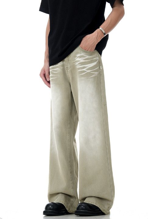 Vintage Men's distressed washed straight loose wide-leg jeans Size US 32 / EU 48 - 3 Thumbnail