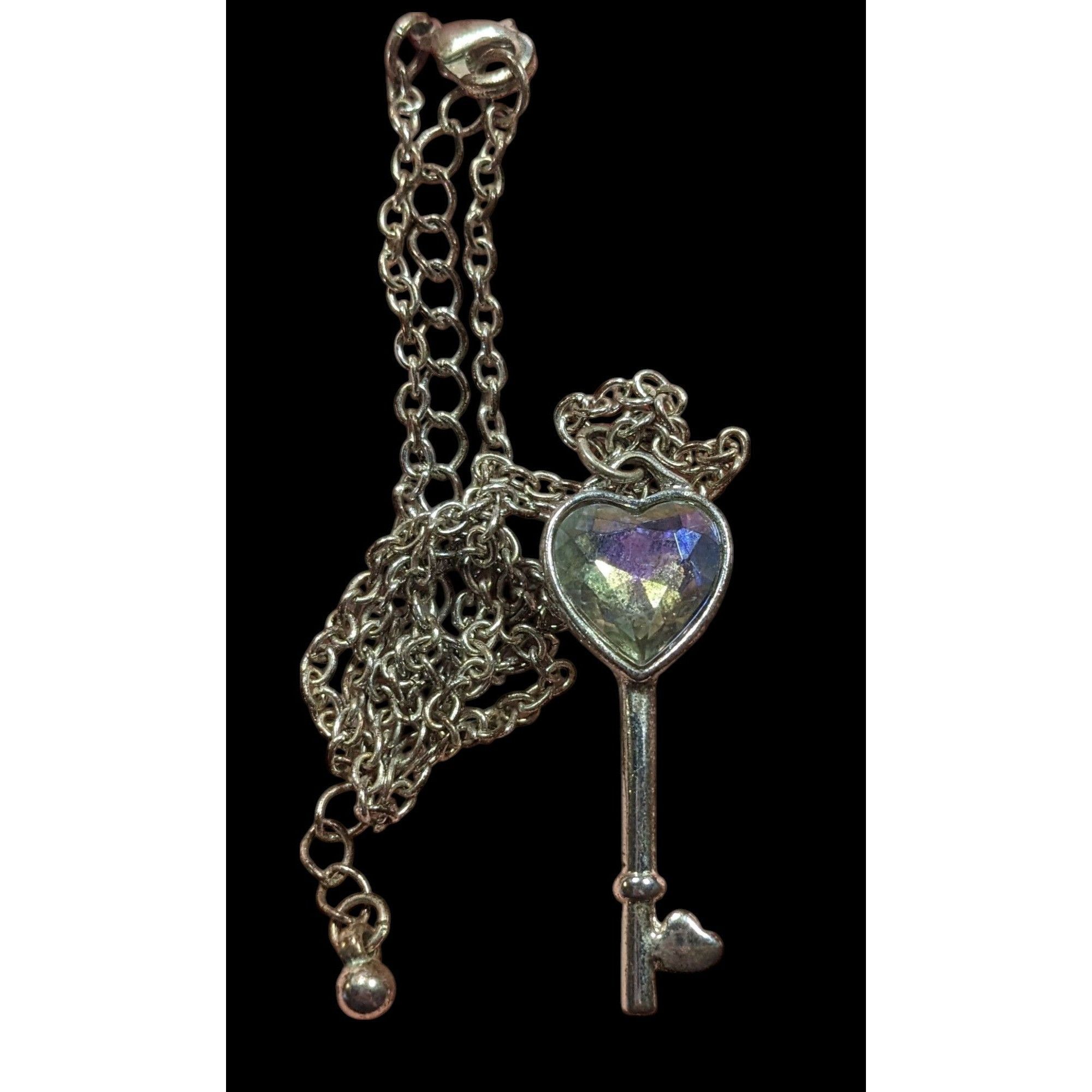 Other Fantasy Steampunk Heart Gemmed Key Silver Tone Pendant Neckl Size ONE SIZE - 3 Thumbnail