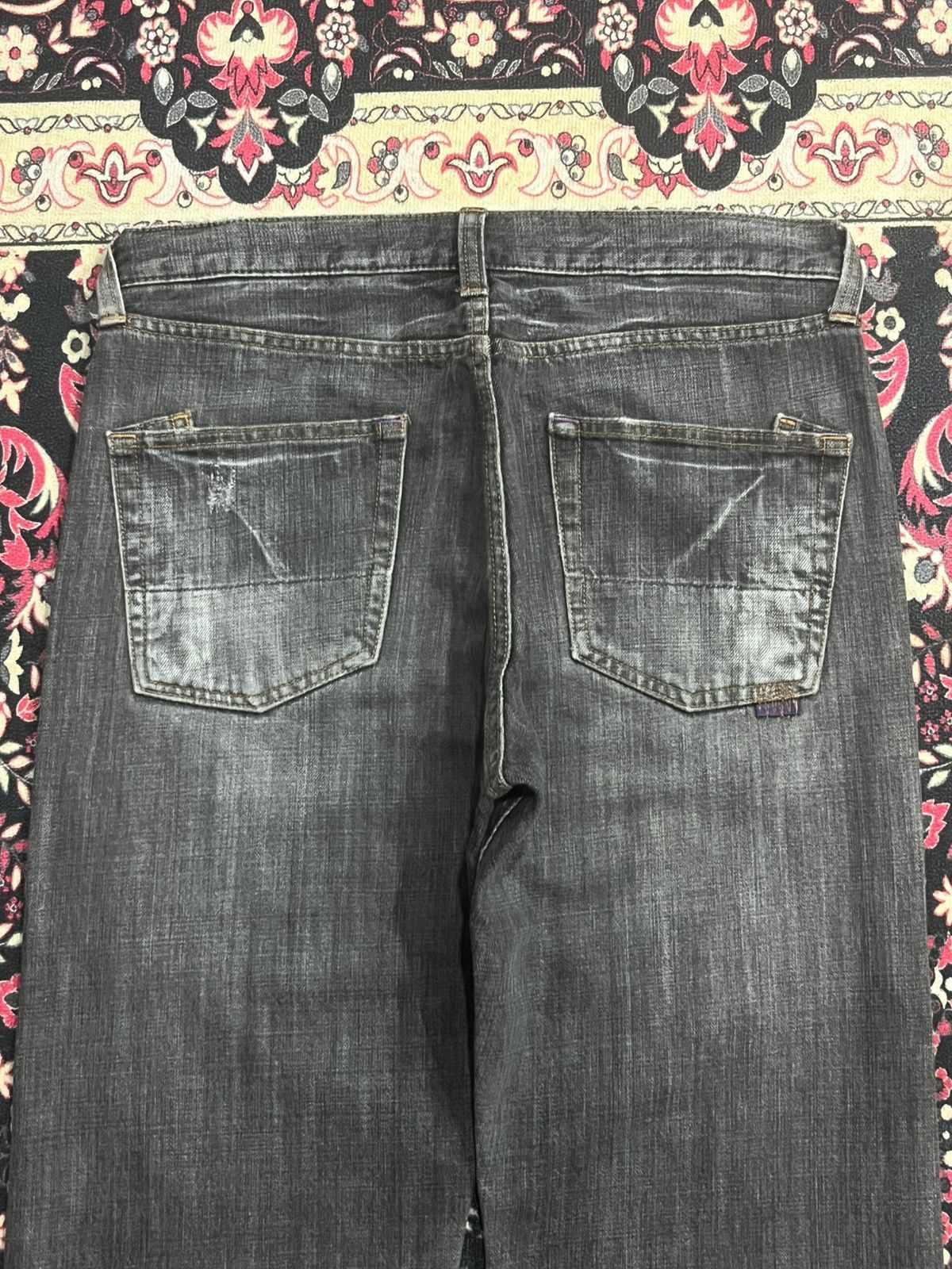 Le Grande Bleu (L.G.B.) Japanese Brand Grunge Style Adjustable Waist Dark Rip Jeans Size US 33 - 6 Thumbnail