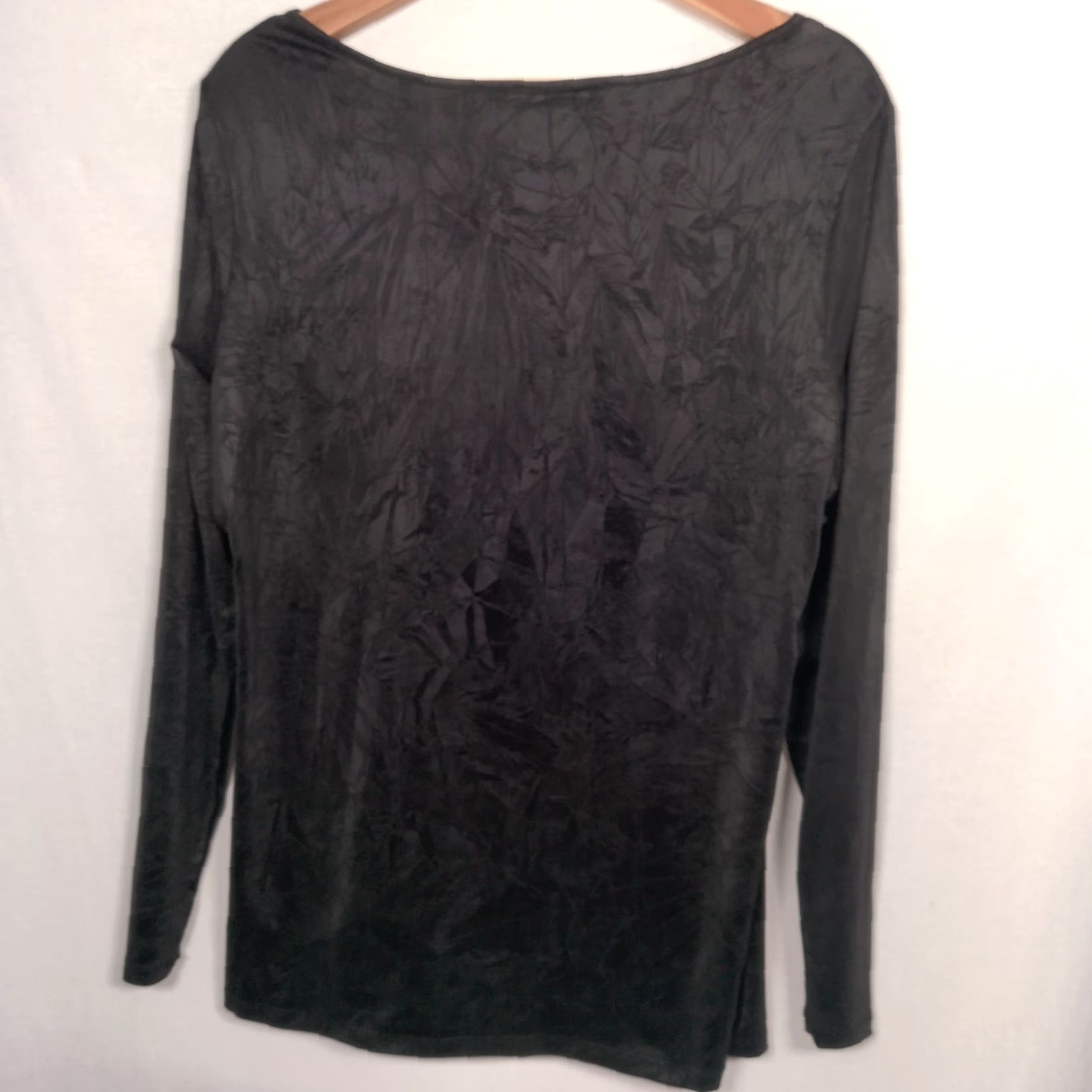 Vintage VINTAGE Fashion Bug Tunic Shirt XL Black Long Sleeve Stretch Crinkle Polyester NOS Gothic Y2K Vampire Casual Women Size XL / US 12-14 / IT 48-50 - 2 Thumbnail