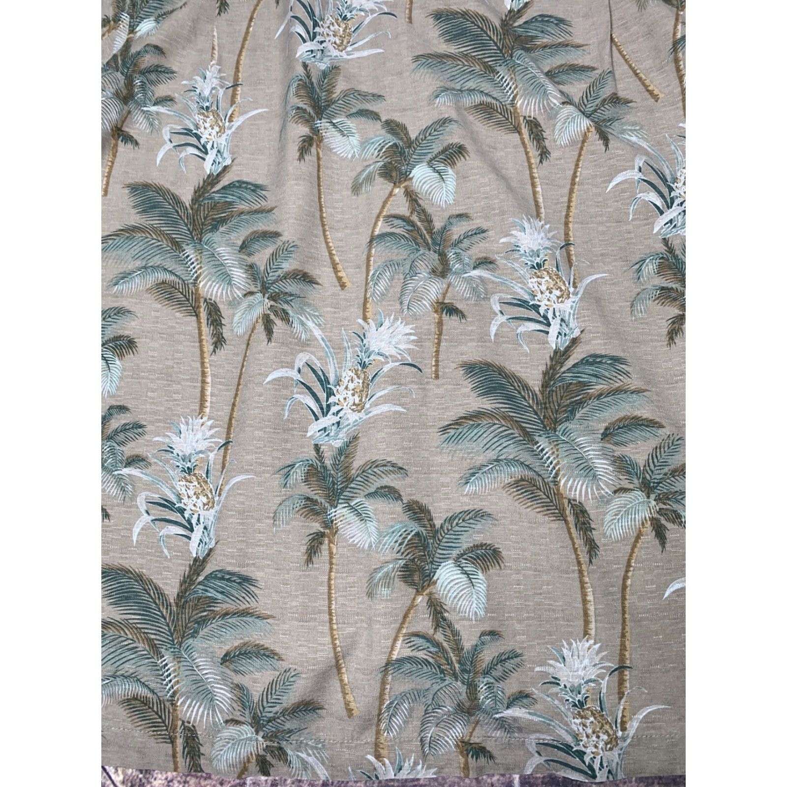 Vintage Caribbean Joe Silk Hawaiian Shirt Large Palm Trees Pineapple Tan Green Brown Men Size US L / EU 52-54 / 3 - 7 Thumbnail