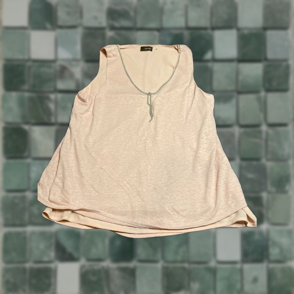 Vintage Crosby Womens Top Medium M Sleeveless Shirt Blouse Pink Cotton Solid Regular Button Blouse Women M Size M / US 6-8 / IT 42-44 - 1 Thumbnail