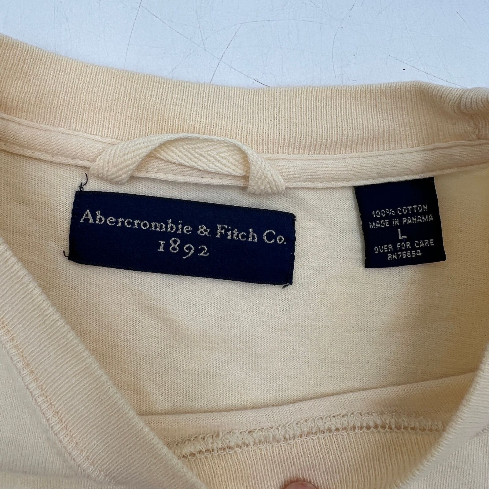 Abercrombie & Fitch × Vintage Vintage Abercrombie & Fitch T Shirt Ivory Yellow Cotton Ttop Size US L / EU 52-54 / 3 - 2 Thumbnail