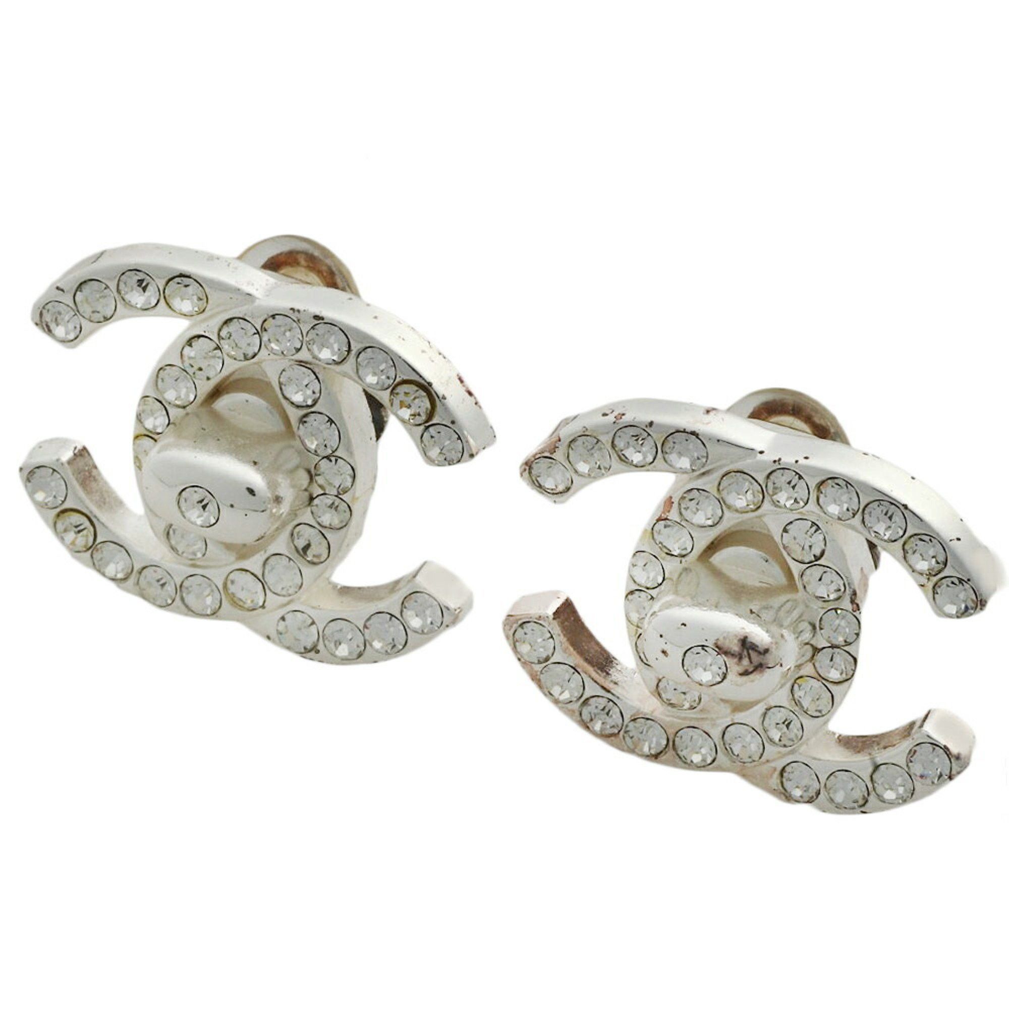 Chanel CHANEL Coco Mark Earrings 96A Turnlock Rhinestone Clip-on Size ONE SIZE - 1 Thumbnail