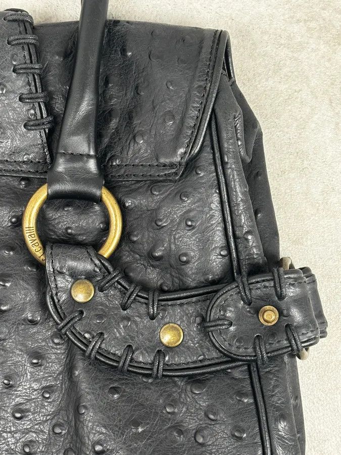 Roberto Cavalli SS2008 Cavalli Black Ostrich Effect Leather Handle Bag Size ONE SIZE - 9 Thumbnail