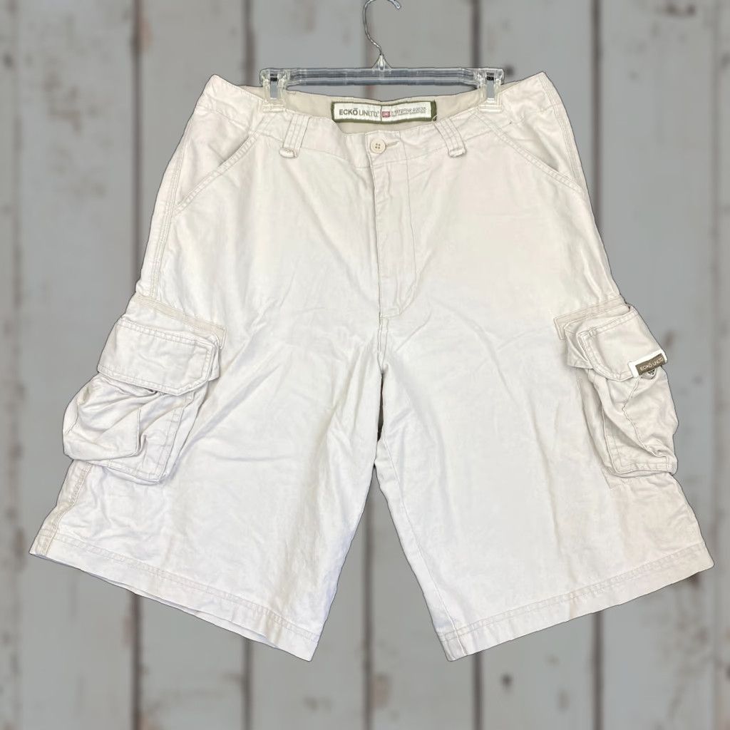 Ecko Unltd. VINTAGE Ecko Unltd. Cargo Shorts Beige 34 Men 34 Inseam 12 in Canvas Cotton Relaxed 90s Grunge Hip Hop Baggy Casual Workwear Size US 34 / EU 50 - 1 Thumbnail