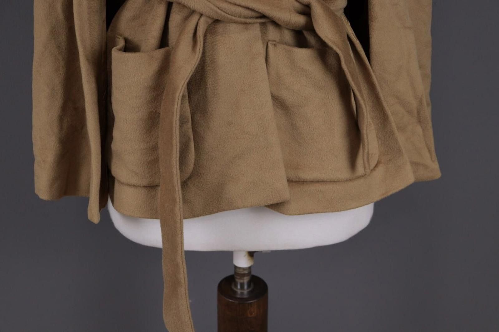 Designer Max Mara Beige Wool Knit Belted Coat Jacket USA 6 / GB 8 Size M / US 6-8 / IT 42-44 - 3 Thumbnail