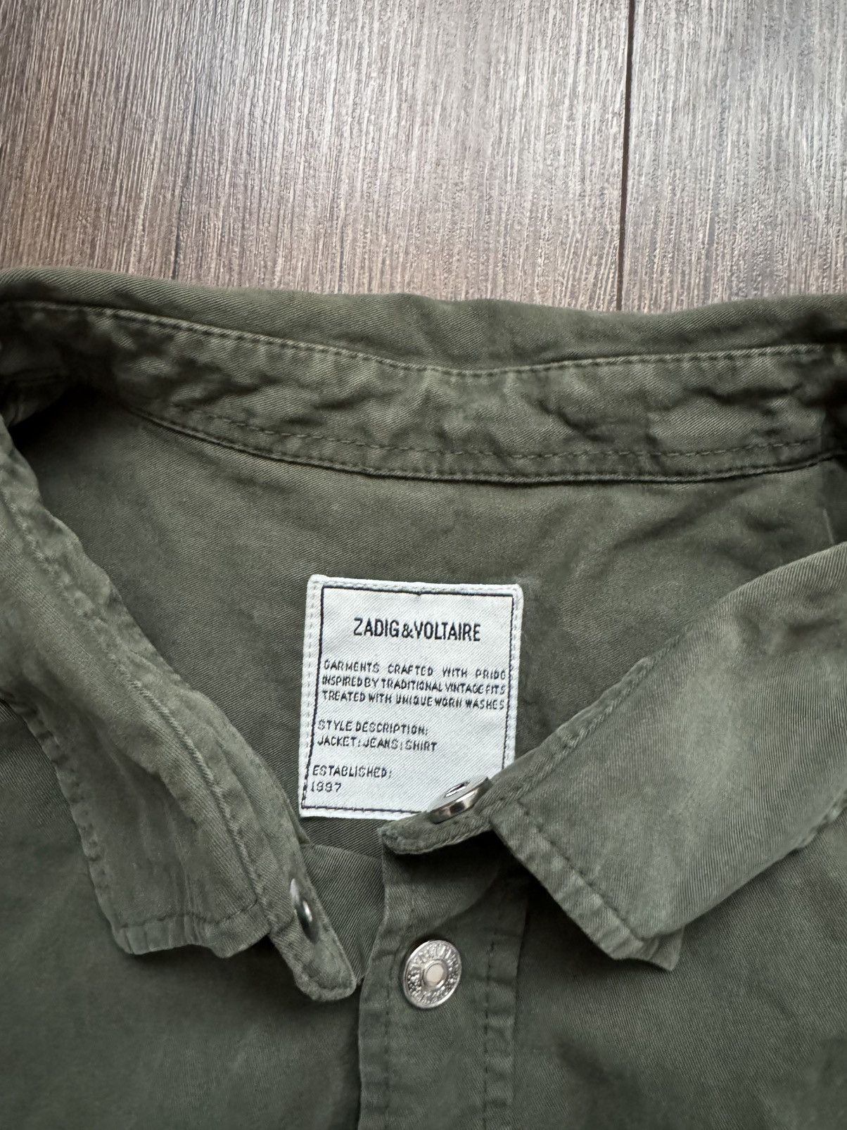 Zadig & Voltaire Zadig & Voltaire men's 44 Military dark green long sleeve shirt Size US S / EU 44-46 / 1 - 4 Thumbnail