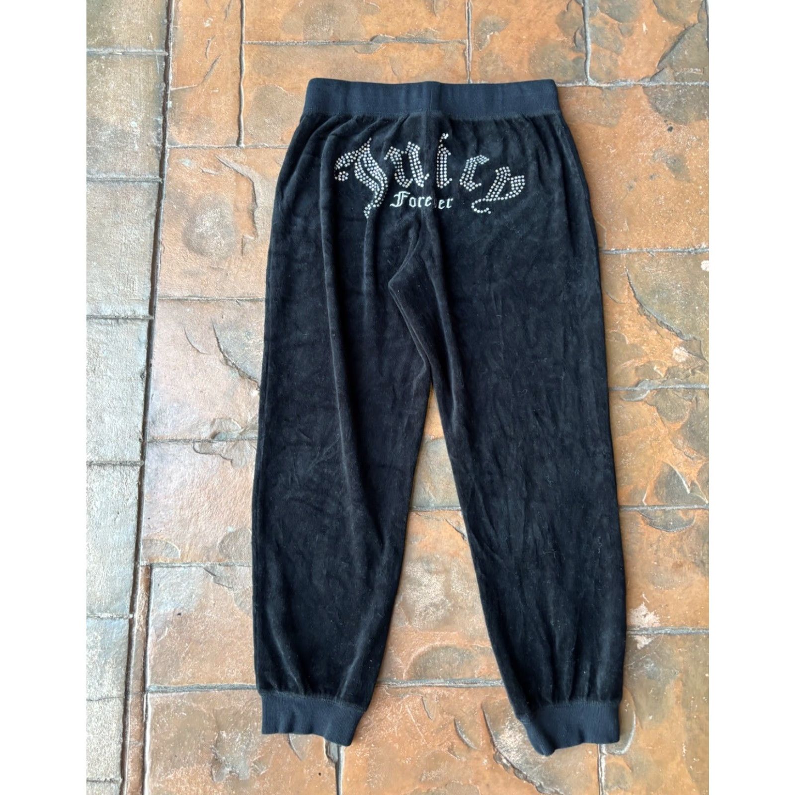 Juicy Couture VINTAGE Juicy Couture x Forever 21 Velour Jogger Sweatpants Black Large Rhinestones Women Casual Pants Tapered Hip Hop Retro Size 36" / US 14 / IT 50 - 2 Thumbnail