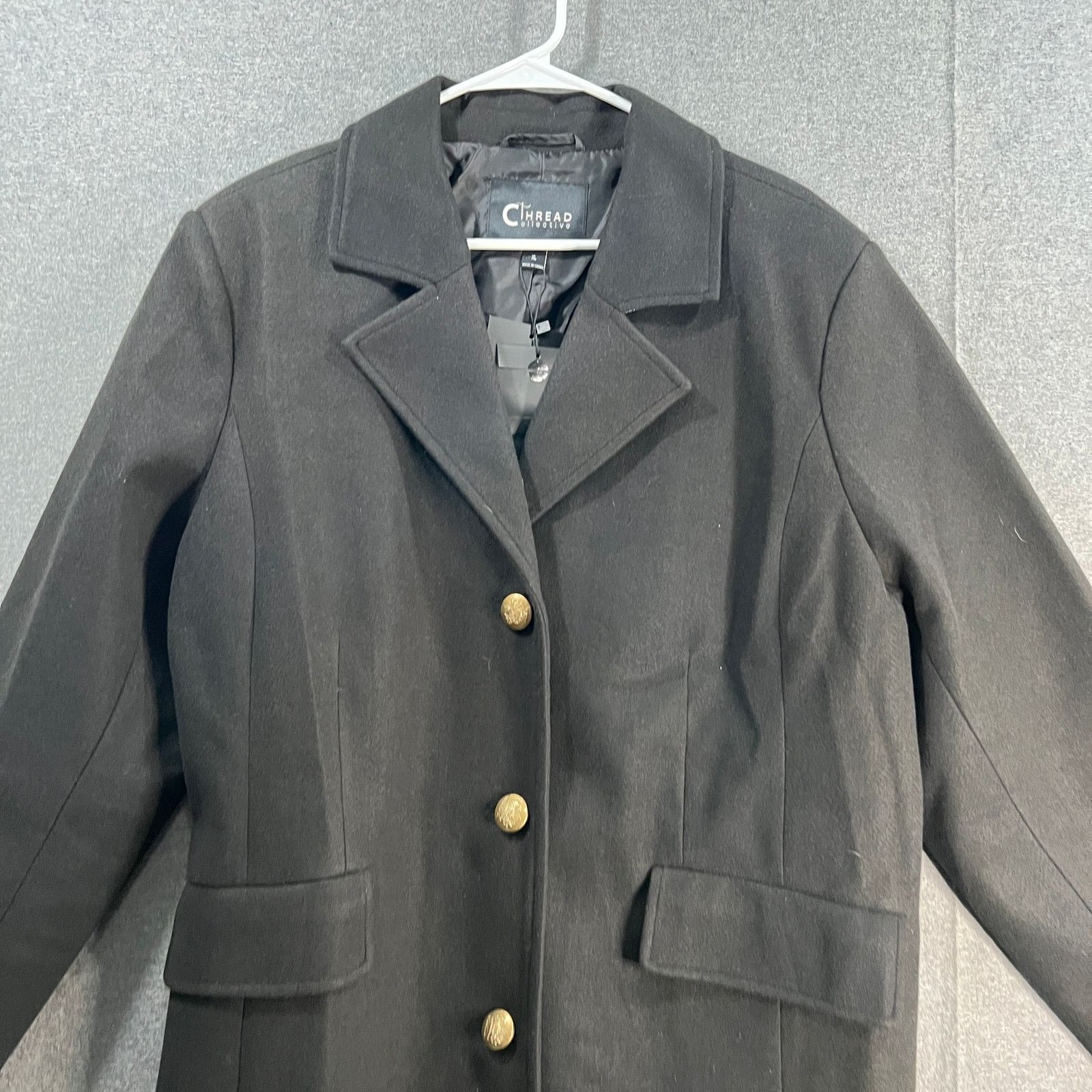 Other Thread Collective Faux Wool Notch Collar Long Coat Black Size XL / US 12-14 / IT 48-50 - 5 Thumbnail