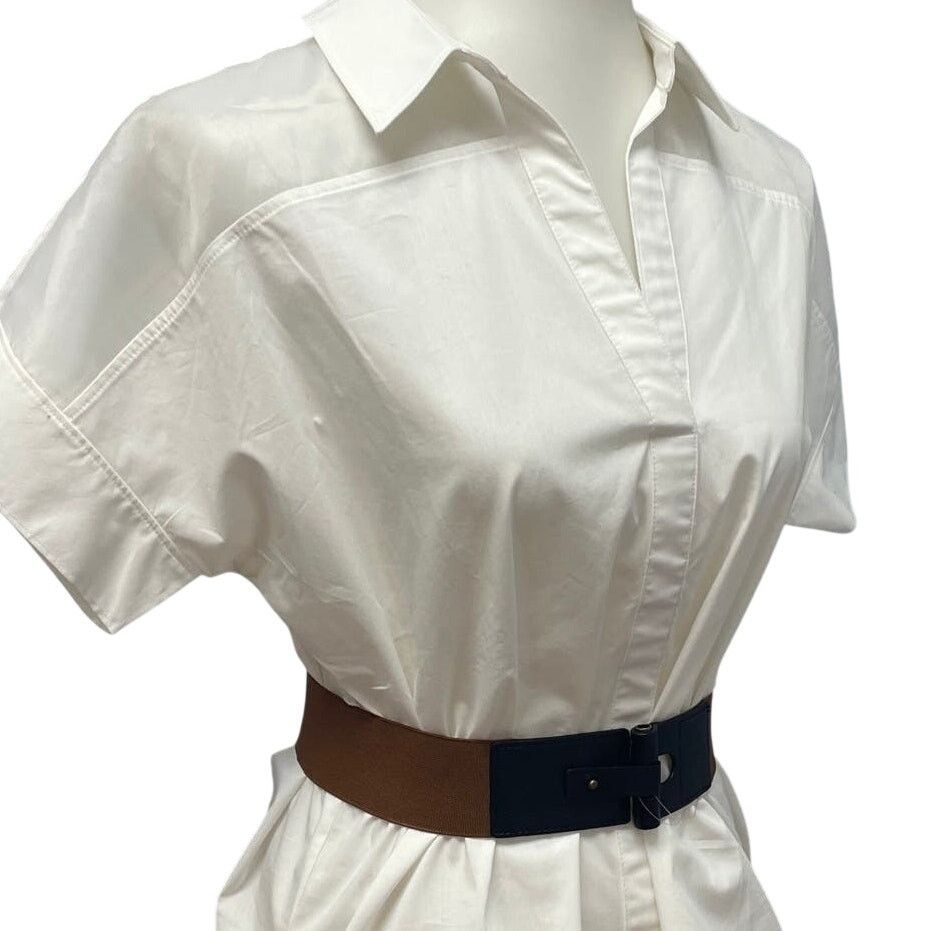 Worthington New Worthington Womens Small Cotton Blend Belted Shirt Size S / US 4 / IT 40 - 2 Thumbnail