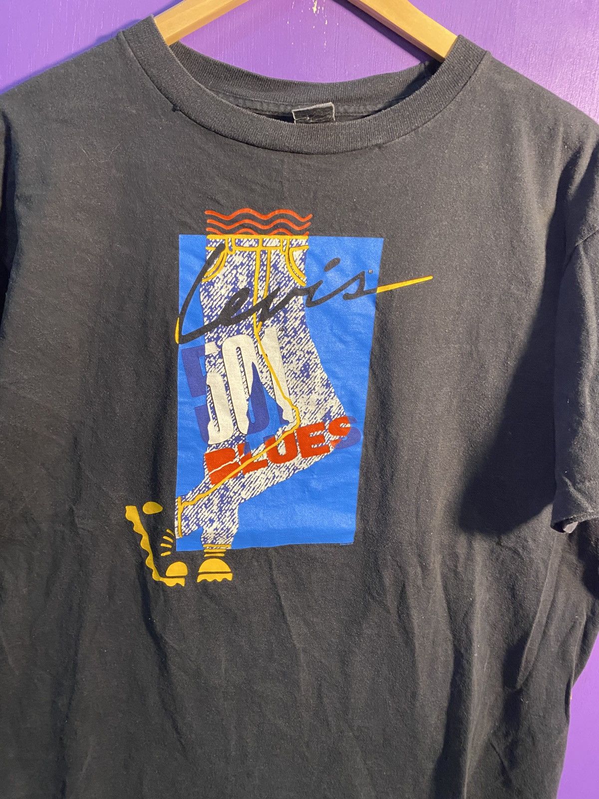 Levi's Vintage 90s Levis blues jeans boxy t-shirt Size US L / EU 52-54 / 3 - 3 Thumbnail