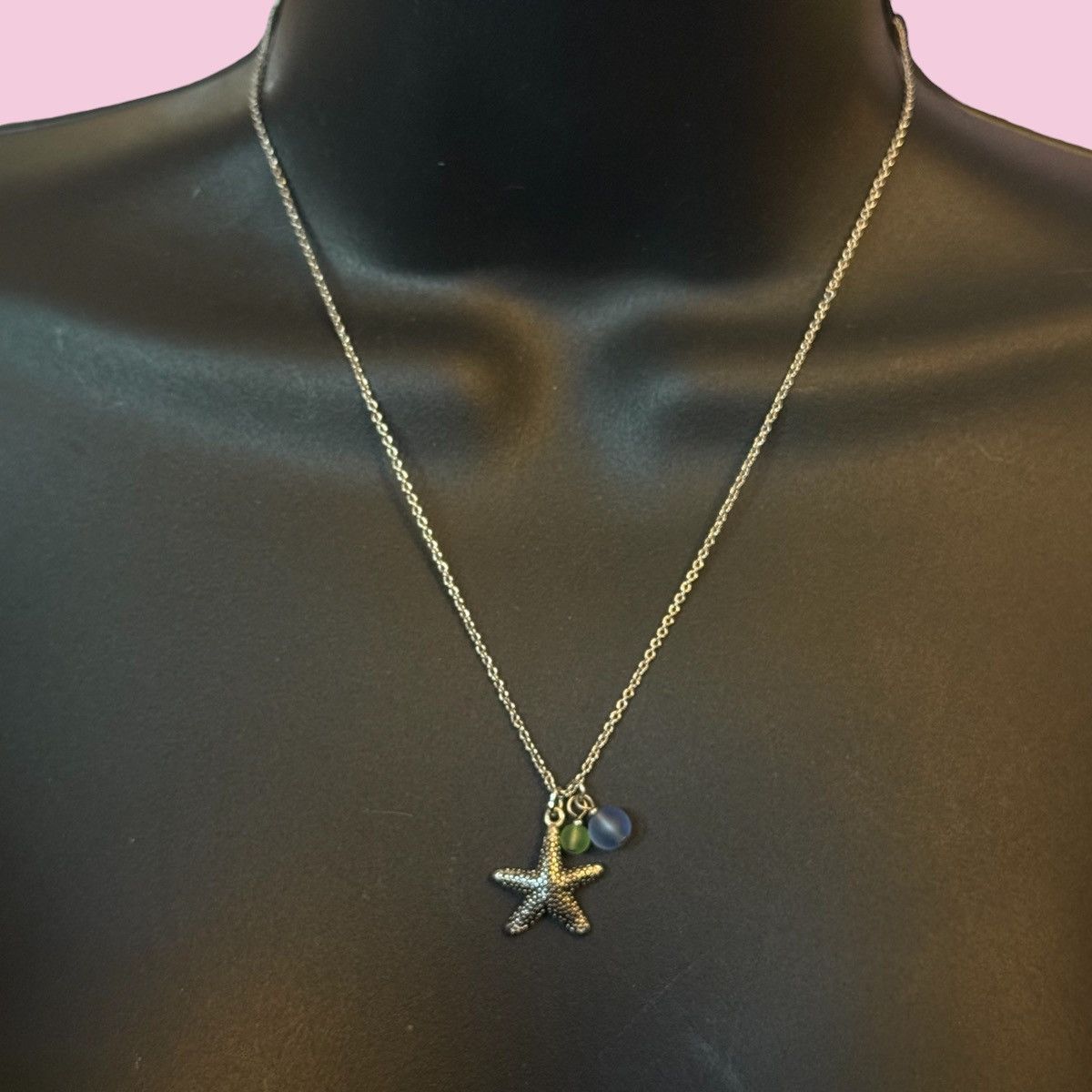 Other Silver tone starfish and sea glass bead charms necklace Size ONE SIZE - 1 Thumbnail
